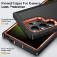 thumbnail image 4 of Military Grade Dropproof Protection Case for Samsung Galaxy S24 Ultra,Dteck Shockproof 3-Layer Protection Case Hidden Kickstand Durable Cover,Black/Orange, 4 of 7