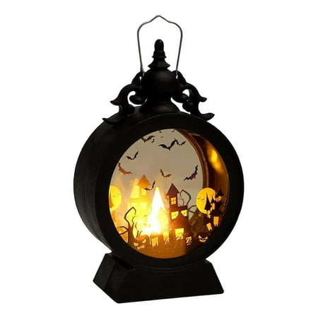 

Yeithhui Desktop Accessories LED Halloween Candle Portable Wind Round Atmosphere Ornaments Electronic Decorative Lamp
