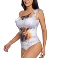 thumbnail image 2 of Gaeub Cow Women's One Shoulder Ruffle Tummy Control Swimwear for Swimming Surfing Beach Party - XX-Large, 2 of 8