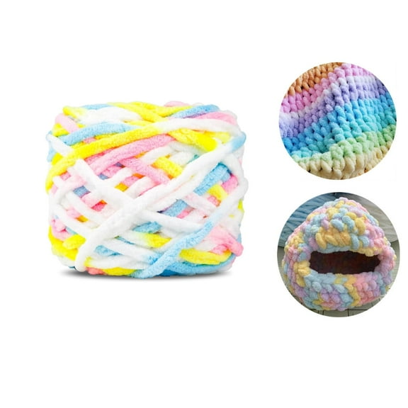 DIY Knit Fluffy Chenille Yarn,QZS Portable Woven Worested Thread,0.22Lb Soft Warm Yarn Crochet Bag Pillow Blanket Hat Thread,