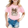 thumbnail image 4 of Laipiong Easter T Shirt for Girls Cute Bunny Bows Graphic Short Sleeve Casual Crewneck Tops Summer Trendy Relaxed Fit Blouses Tees, 4 of 4