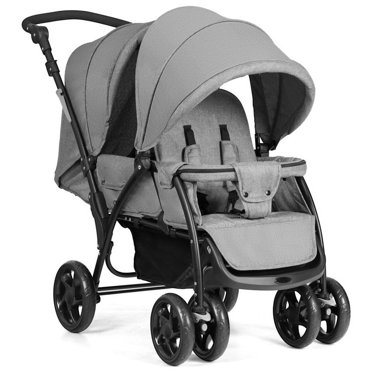 Topcobe Foldable Lightweight Front Back Seats Double Baby Stroller, Toddler Stroller, Baby Wagon-Gray