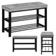 thumbnail image 2 of Banco Zapatero, Zapatero de 3 Niveles para Entrada, Organizador de Almacenamiento con Asiento Acolchado de Espuma, Estructura de Acero Reforzado, Asiento Color Gris, Capacidad de 6 Pares, 2 of 9