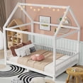 thumbnail image 2 of Euroco Wood Full Size House Canopy Bed, Platform Bed with LED Light, 2 of 9
