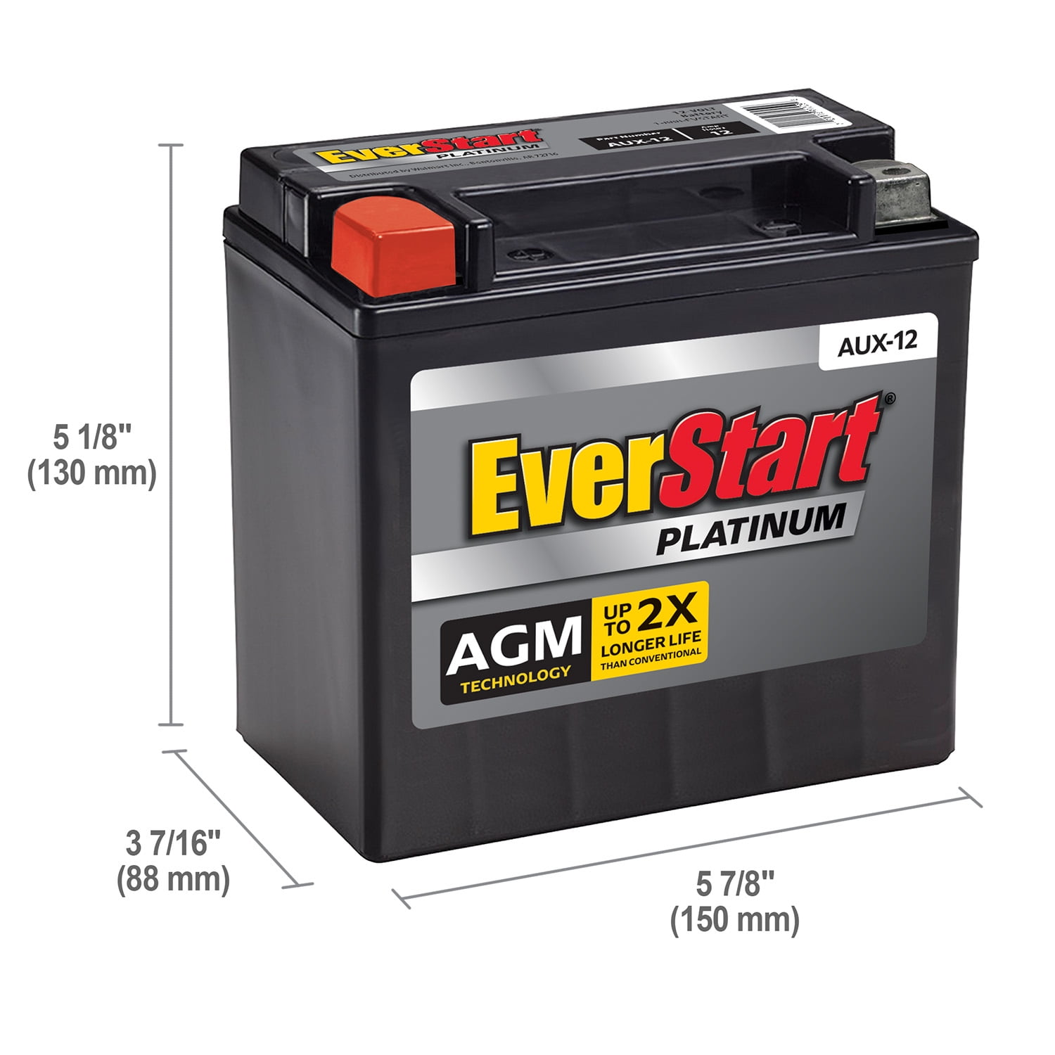 EverStart Platinum BOXED AGM Battery, Group Size AUX 12 Volt, 180 CCA
