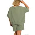 thumbnail image 3 of Zenana Women's Ribbed Round Neck Short Sleeve Tee Shirt & Waistband Shorts Set, 3 of 8