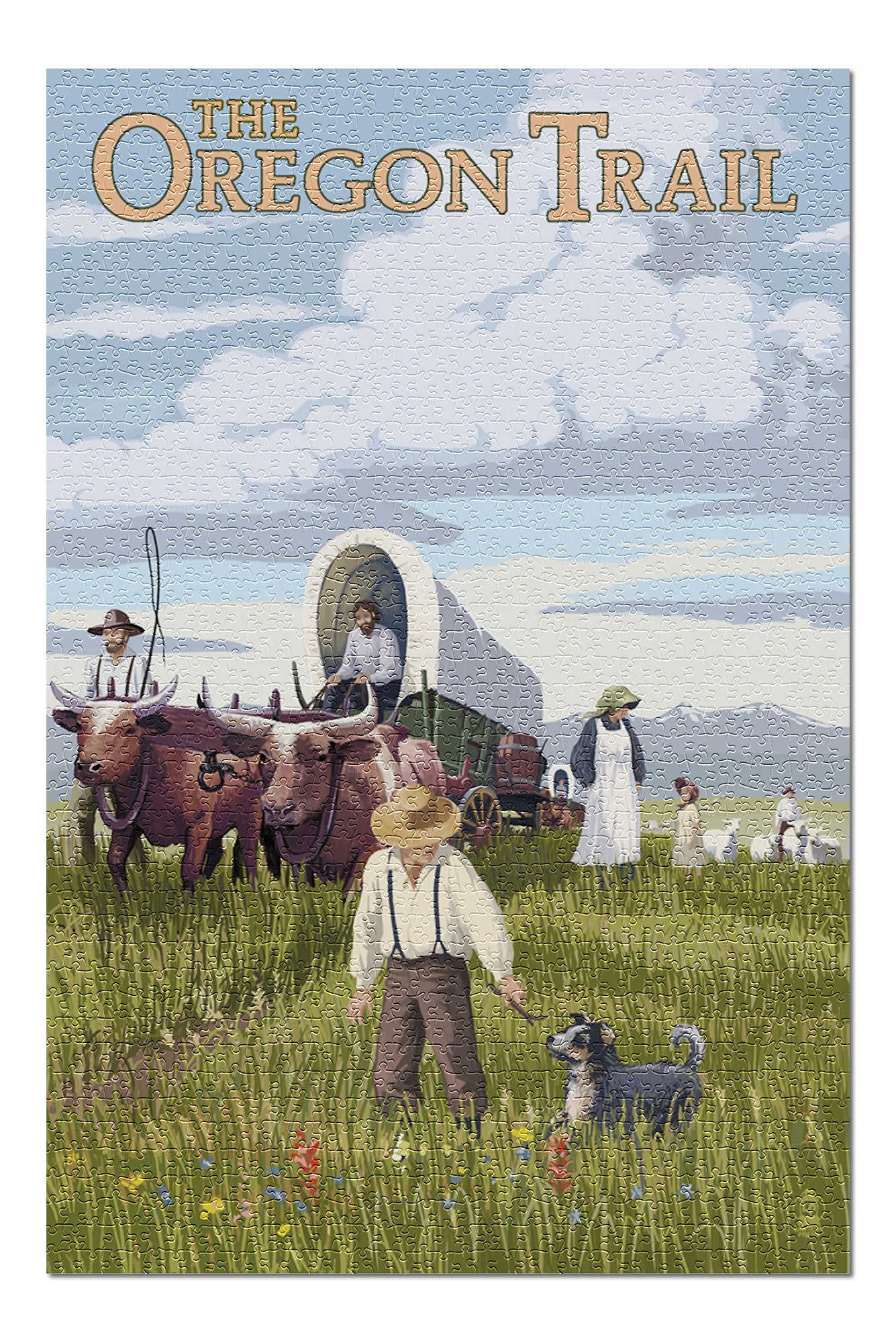 The Oregon Trail Wagon Scene (20x30 Premium 1000 Piece Jigsaw Puzzle