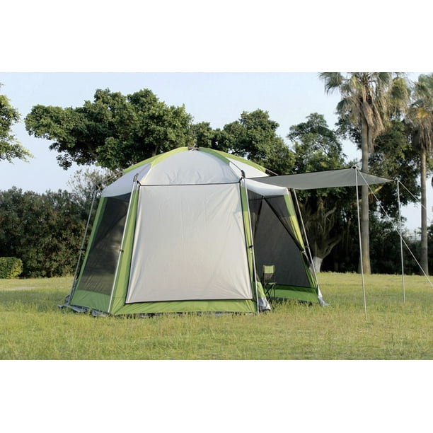 INTBUYING Tente Portable à Set Rapide Camping Auvent Gazebo Extérieur Abri Tente  Extérieure Hexagonale Auvent avec 6 Chiffons de Pluie et 3 Ensembles de  Poteaux de Soutien Supplémentaires 12 x 10 Pieds 