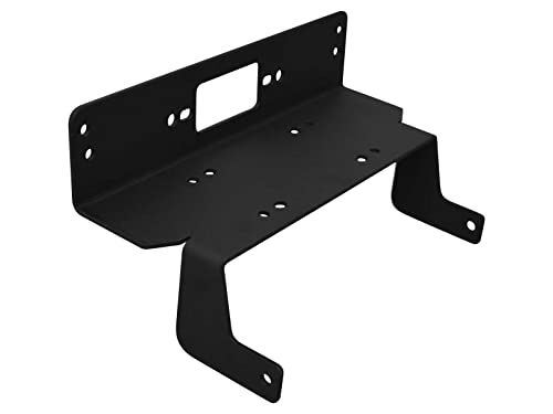 SuperATV Winch Mounting Plate For Polaris Ranger XP 900 / 900 Crew – Black Powdercoat