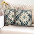 thumbnail image 2 of Boho Blue Throw Pillow Covers 20x20 inch Set of 2, Bohemian Carpet Double Sided Pattern Soft Plush Cushion Cover for Couch Sofa Bed Decorative, Only Pillowcase (No Insert), 2 of 6