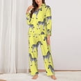 thumbnail image 2 of Pajama Sets for Women 2 Pcs, cute Zebra yellow Button Down Long Sleeve Sleepwear Lounge PJ Sets, 2 of 6