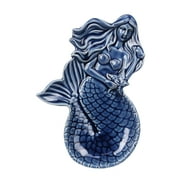 Blue Mermaid Trinket Dish Ceramic 8 Inches