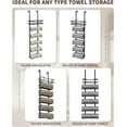 thumbnail image 4 of No Drill Over Door Towel Rack - 6 Tier Bath Towel Storage Organizer for Small Bathrooms - Black, 4 of 6