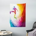 thumbnail image 1 of Teen Room Decor Tapestry, Fractal Soccer Player Hitting the Ball Polygon Abstract Artful Illustration, Wall Hanging for Bedroom Living Room Dorm Decor, 40W X 60L Inches, Multicolor, by Ambesonne, 1 of 2