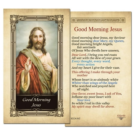 Good Morning Jesus Laminated Holy Card - Pack of (Best Good Morning Cards)