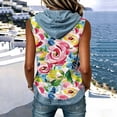 thumbnail image 5 of Erwazi Hooded Tops for Women Summer Sleeveless Denim Printed Vest Outdoor Activities Casual Jeans Tunic Top, 5 of 7