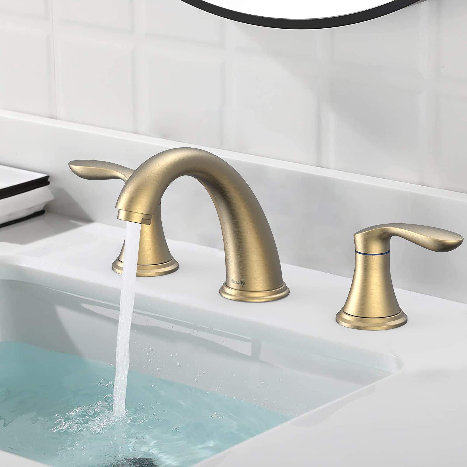 Bathroom Faucets for Sink 3 Hole, Faucet for Bathroom Sink, Widespread Bathroom Sink Faucet with Pop-up Drain and Supply Lines, for Bathroom Sink Vanity RV Farmhouse Sink