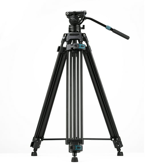 Fotopro DV-3A 71.25" Aluminum Fluid Head Tripod for Video, 360° Pan, -75/ 90° Tilt, Heavy Duty Tripod Stand with 1/4" & 3/8" QR Plate, Mid-Level Spreader for DSLR Camera Camcorder, Max Load 17.6 lbs