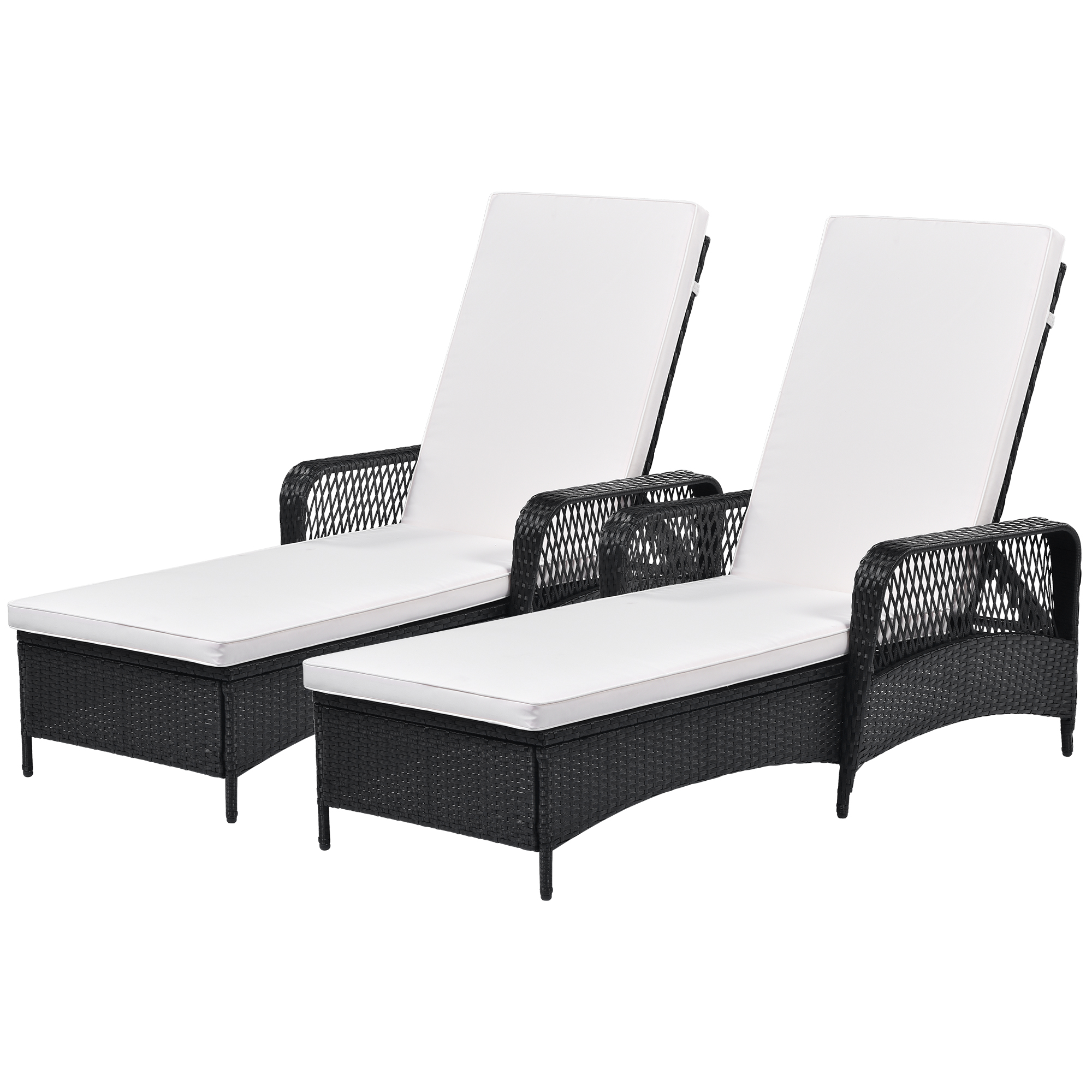 Canddidliike Adjustable Reclining Patio Chairs w/Armrest, Water Resistant Beige Cushions, 2-Pcs Set - image 2 of 10