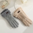 thumbnail image 4 of comerut 1 Pair Winter Warm Gloves Solid Color Fleece Lining Design Windproof Thick Thermal Touchscreen Gloves for Women, 4 of 8