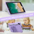 thumbnail image 5 of Kids Case for iPad 9.7 2018/2017, Heavy Duty Hybrid Rugged Stand Protective Shockproof Cover with Shoulder Strap, Purple, 5 of 7