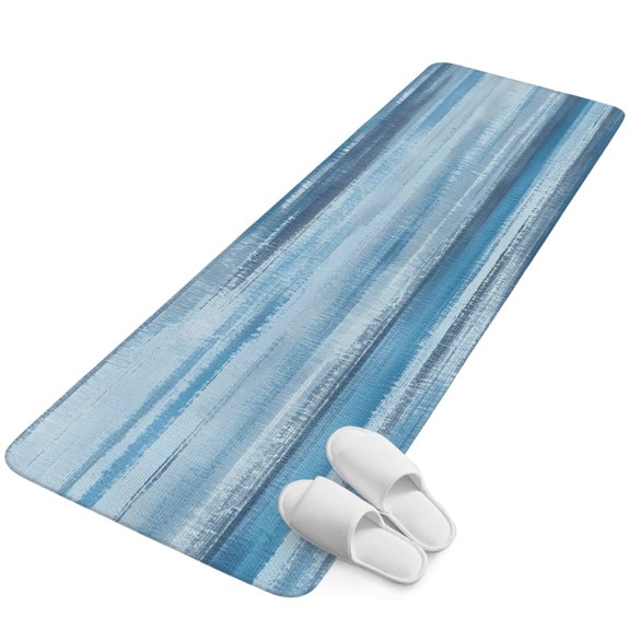 Runner Rug 1.64'x5.25', Blue Grey Ombre Non Slip Backing Floor Mats Soft Area Rugs, Absorbent Muddy Dirt Trapping Carpet for Entryway Hallway Kitchen Bedroom Vintage Shabby Gray Abstract Art