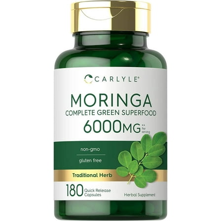 Moringa Oleifera | 6000 mg | 180 Powder Capsules for Men and Women | by Carlyle