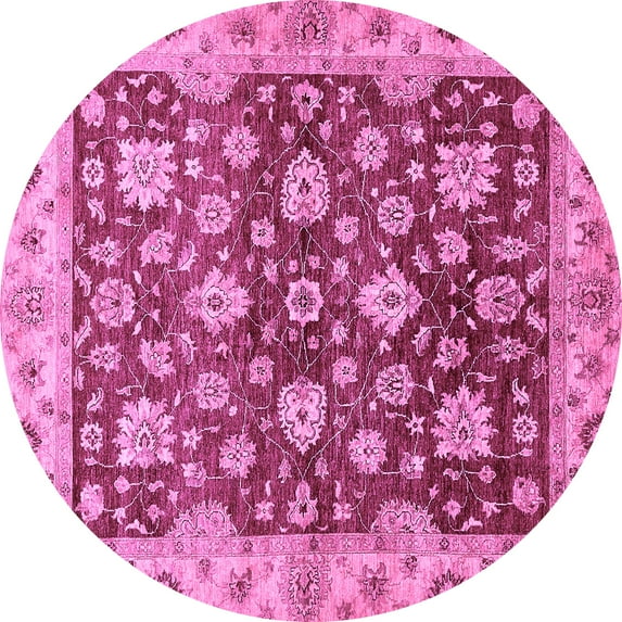 Ahgly Company Indoor Round Oriental Purple Traditional Area Rugs, 4' Round