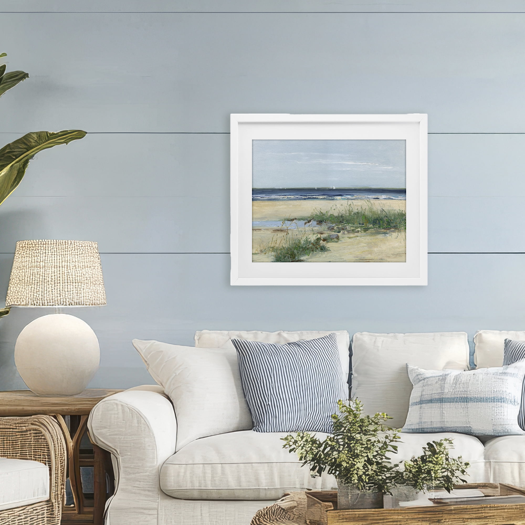 Stupell Industries Beach Marsh Sandpipers White Framed Print Under Glass, design by Sally Swatland