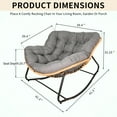 thumbnail image 2 of Patio Egg Rocking Chair, Indoor Papasan Chair, Rattan Wicker Lounge Chair, Modern Outdoor Rocking Chair for Bedroom, Living Room, Porch, Garden, Grey, 2 of 9
