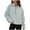 Gray 2, variant on Womens Sweatshirt Long Sleeve Half Zip V Neck Casual Loose Cropped Fleece Solid Color Pullover Hoodies Tops with Pocket,Purple,L