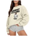 thumbnail image 1 of VBARHMQRT Chandail à Capuche Uni pour Femmes Imprimé Manches Longues Chandails Légers Col Rond chandail Graphique Hauts Amples Blouses, 1 of 4