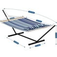 thumbnail image 2 of IdealHouse Ensemble de Hamacs Autoportants pour 2 Personnes, Lit Hamac Matelassé Robuste avec Support en Acier Enduit de Poudre, Conception à Hauteur Réglable, Équipement Extérieur Portable pour Cour Pelouse Jardin, Camping et Repos Intérieur, 2 of 6