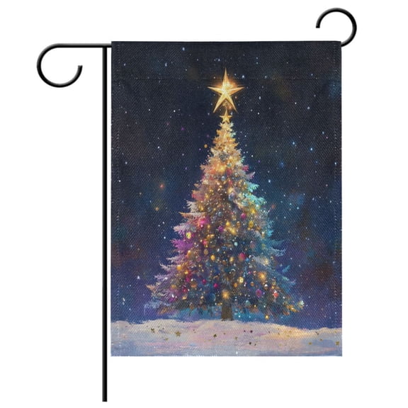 Ryvnso Christmas Tree Winter Pattern Garden Flag 12x18 Inch Double Sided Seasonal Yard Decoration