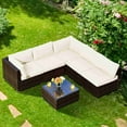 thumbnail image 1 of Costway 6PCS Patio Rattan Furniture Set Cushioned Sofa Coffee Table Garden, 1 of 8