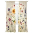 thumbnail image 6 of Botanical Floral Sheer Curtains for Living Room Bedroom Retro Purple Pink Yellow Wildflowers Sheer Curtains 108 Inch Long 2 Panels Set Light Filtering Curtain Window Treatments Drapes for Dining Room, 6 of 6