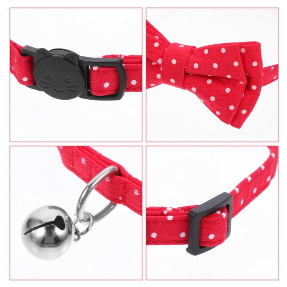 WRITWAA Adorable Red Bow Tie Collar for Dogs Adjustable Cotton Dog Collar with Bell for Pet Use