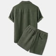 thumbnail image 5 of VBTAPA Men's 2 Piece Summer Outfits Corduroy Short Sleeve Shirts and Shorts Set Casual Beach Suit Soft Comfy Lounge Sets Army Green L, 5 of 7