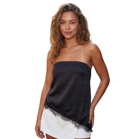 Argulvti Women Tube Top, Strapless Lace Patchwork Vest Irregular Summer Ladies Clubwear for Party