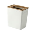 thumbnail image 2 of Contenedor de basura con tapa de bambú, contenedor de basura delgado antideslizante para baño interior Pequeña Soledad bote de basura, 2 of 8