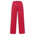 thumbnail image 5 of Women's Solid Color Sweatpants, High Waist Wide Leg Elastic Waist Lounge Pants, Loose Fit Workout Trousers for Fall, Casual Wear, Yoga and Daily Loungewear Red L, 5 of 9