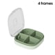 thumbnail image 3 of Caja de pastillas Contenedores de viaje portátil Tableta Dispensador Dispensador Diseño de diseño Sello en forma de U Groove con cubierta transparente para viajes Verdes Cuatro celdas Inevent HA028202-02, 3 of 7