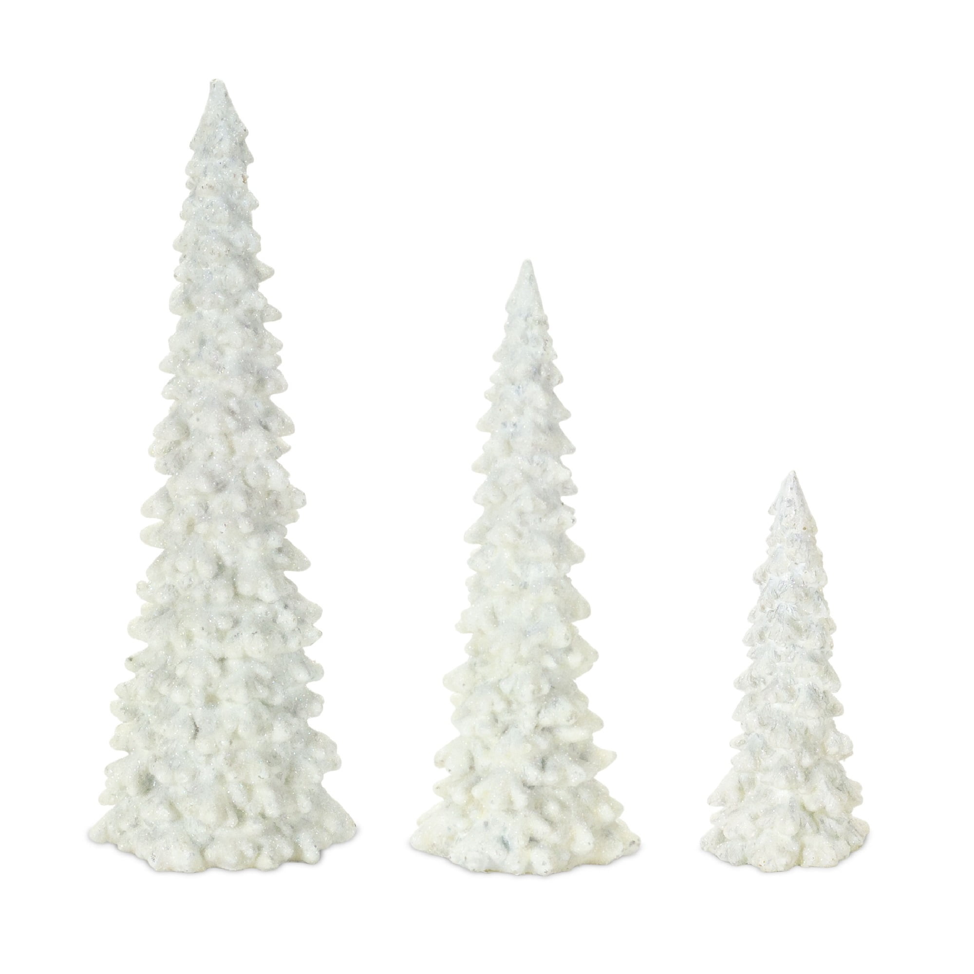 Set of 3 White Resin Tall Decorative Christmas Snow Tree, 11.5 ...
