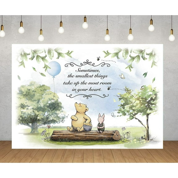 Winnie the Pooh decorative background cloth, 60×40 inch Winnie the Pooh theme party decorative background cloth is suitable for party photography.