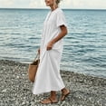 thumbnail image 7 of Bxsruta Womens Maxi Dress Casual Short Sleeve Button Down Shirt Dress Flowy Long Dresses, 7 of 7