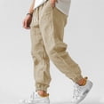 thumbnail image 2 of cfhntfmh Mens Jogger Pants Casual Loose Pants Elastic Waist Drawstring Lightweight Yoga Trousers with Pockets (Khaki,X-Large), 2 of 6