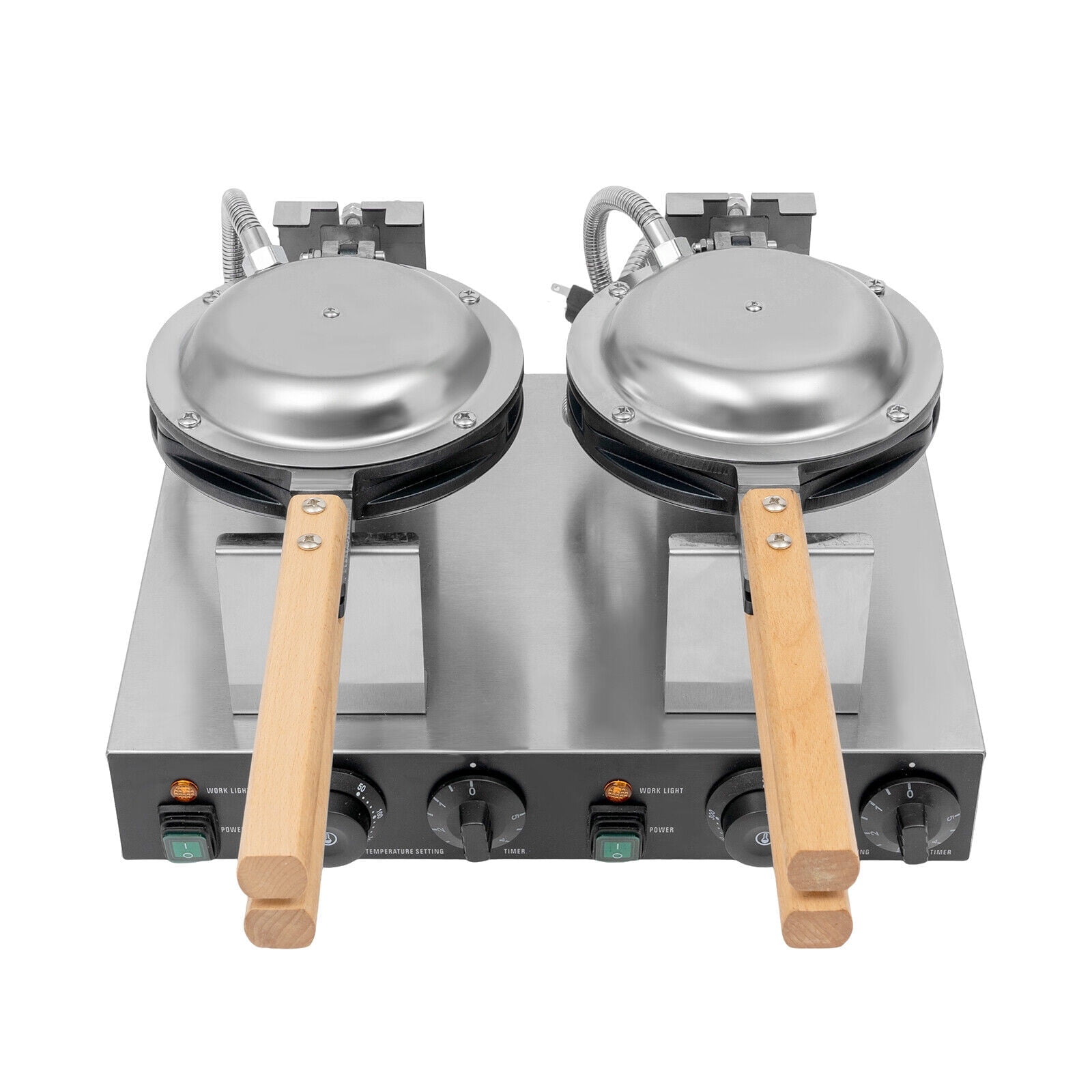 2.83KW Double-Head Bubble Waffle Maker, Commercial Waffle Maker Non-Stick Hong Kong Egg Waffle Maker Stainless Steel Pancake Maker 180° Rotate Stainless Steel Bubble Waffle Machine 50-300°C/122-572℉