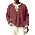 thumbnail image 6 of Havenx Mens Knit Henley Sweater Long Sleeve Quarter Button Sweater Ribbed Knit Crewneck Pullover Tees Fashion Relaxed Fit Fall Workout Thermal Clothing,Wine L, 6 of 6