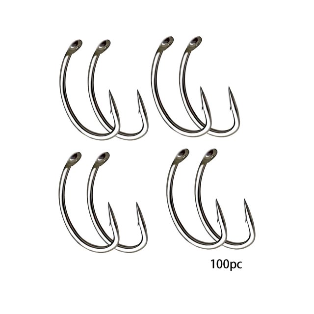 100 anzuelos de pesca con mosca Cola 053 cm x 017 cm Plata