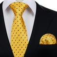 thumbnail image 3 of Mens Polka Dot Neckties Classic Silk Yellow Tie Handkerchief Business Formal Ties Pocket Square Set, 3 of 6